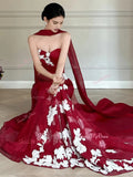 Trumpet Mermaid Tulle Appliques Sweetheart Prom Dress With Shawl