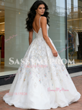 Sparkle Tulle A Line Beading Spaghetti Strap Wedding Dress