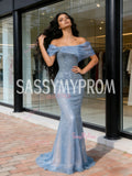 Tulle Sequin Trumpet Mermaid Off The Shoulder Prom Dress