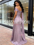 Strapless Satin Purple Shawl A Line Prom Dress