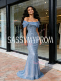 Tulle Sequin Trumpet Mermaid Off The Shoulder Prom Dress