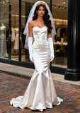 Satin Trumpet Mermaid Sweetheart  Simple Wedding Dress