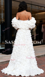 Trumpet Mermaid Sweetheart White Prom Dress With Rose Cape
