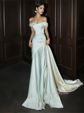 Trumpet Mermaid Off The Shoulder Satin Wedding Dress