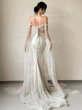Trumpet Mermaid Ivory Off The Shoulder Beading Prom Dress