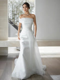 Off The Shoulder Satin Sheath Column Wedding Dress