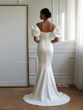 Trumpet Mermaid Puffy Sleeve Sweetheart Wedding Dress With Slit