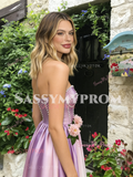 A Line Satin Ombre Flower Sweetheart Beading Prom Dress
