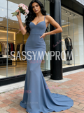 Pink Trumpet Mermaid Spaghetti Straps Satin Prom Dress