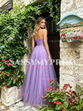 Lilac Beading Sweetheart A Line Tulle Prom Dress