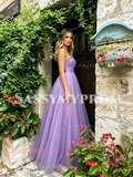 Lilac Beading Sweetheart A Line Tulle Prom Dress