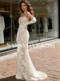 White Strapless Satin Sheath Column Beading Wedding Dress With Gloves