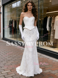 Sweetheart Corset Satin Trumpet Mermaid Lace Wedding Dress