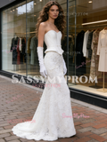 Sweetheart Corset Satin Trumpet Mermaid Lace Wedding Dress