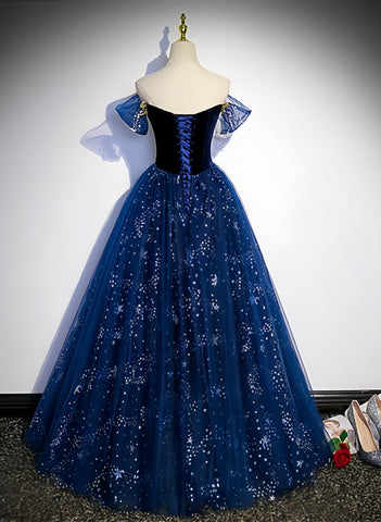2024 Blue Ball Gown Beading Off The Shoulder Prom Dress Sassymyprom 2024 Blue Ball Gown Beading Off The Shoulder Prom Dress Sassymyprom