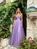 Lilac Beading Sweetheart A Line Tulle Prom Dress