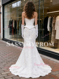 Sweetheart Corset Satin Trumpet Mermaid Lace Wedding Dress
