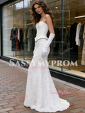 Sweetheart Corset Satin Trumpet Mermaid Lace Wedding Dress