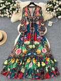 Floral & Paisley Patterns Bohemian Style Long Dress