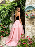 Sweetheart Velvet Detachable Black & Pink Prom Dress
