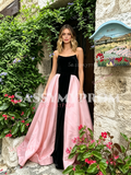Sweetheart Velvet Detachable Black & Pink Prom Dress