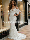 Cap Sleeve Lace Trumpet Mermaid Sweep Train Wedding Dress