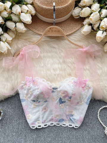 Floral Embroidered Bustier Top