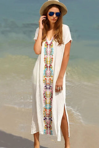 Bohemian Maxi Print Side Split Beach Dress