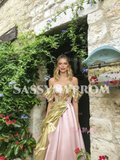 Off The Shoulder Pink Tulle A Line Beading Prom Dress