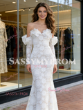 Off The Shoulder Lace Trumpet Mermaid Long Sleeve Wedding Dress