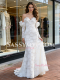 Off The Shoulder Lace Trumpet Mermaid Long Sleeve Wedding Dress