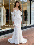 Off The Shoulder Lace Trumpet Mermaid Long Sleeve Wedding Dress