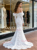 Off The Shoulder Lace Trumpet Mermaid Long Sleeve Wedding Dress