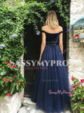 Crystal Beading Velvet Tulle Purple Prom Dress