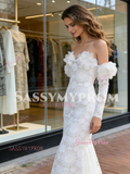 Off The Shoulder Lace Trumpet Mermaid Long Sleeve Wedding Dress