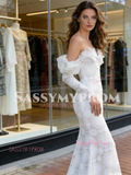 Off The Shoulder Lace Trumpet Mermaid Long Sleeve Wedding Dress