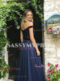 Crystal Beading Velvet Tulle Purple Prom Dress