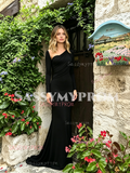 Black Long Sleeve Spandex Trumpet Mermaid Prom Dress
