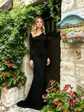 Black Long Sleeve Spandex Trumpet Mermaid Prom Dress