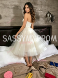 White Sweetheart A Line Tulle Homecoming Dress