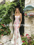 Pink Sequin Trumpet Mermaid Sweetheart Floral Prom Dress