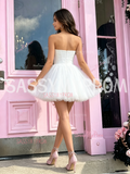 Sweetheart Neck White Tulle Mini Homecoming Dress