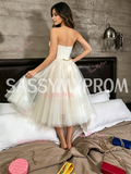 White Sweetheart A Line Tulle Homecoming Dress