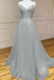 Draped Bodice A-Line Yellow Tulle Prom Dress