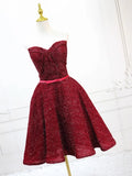 Sweetheart Short Burgundy A Line Homecoming Dress