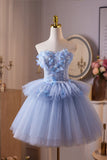 Beading Butterfly Blue Flower Homecoming Dress With Shawl