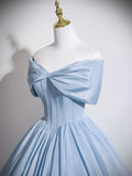Off The Shoulder A Line Corset Light Blue Prom Dress