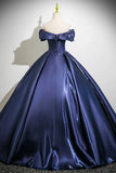 Satin A Line Flower Purple Satin Long Prom Dress