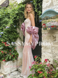 Trumpet Mermaid Organza Pink Sweetheart Wrap Prom Dress