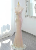 Pink Sequin Trumpet Mermaid Cut Out Prom Dress